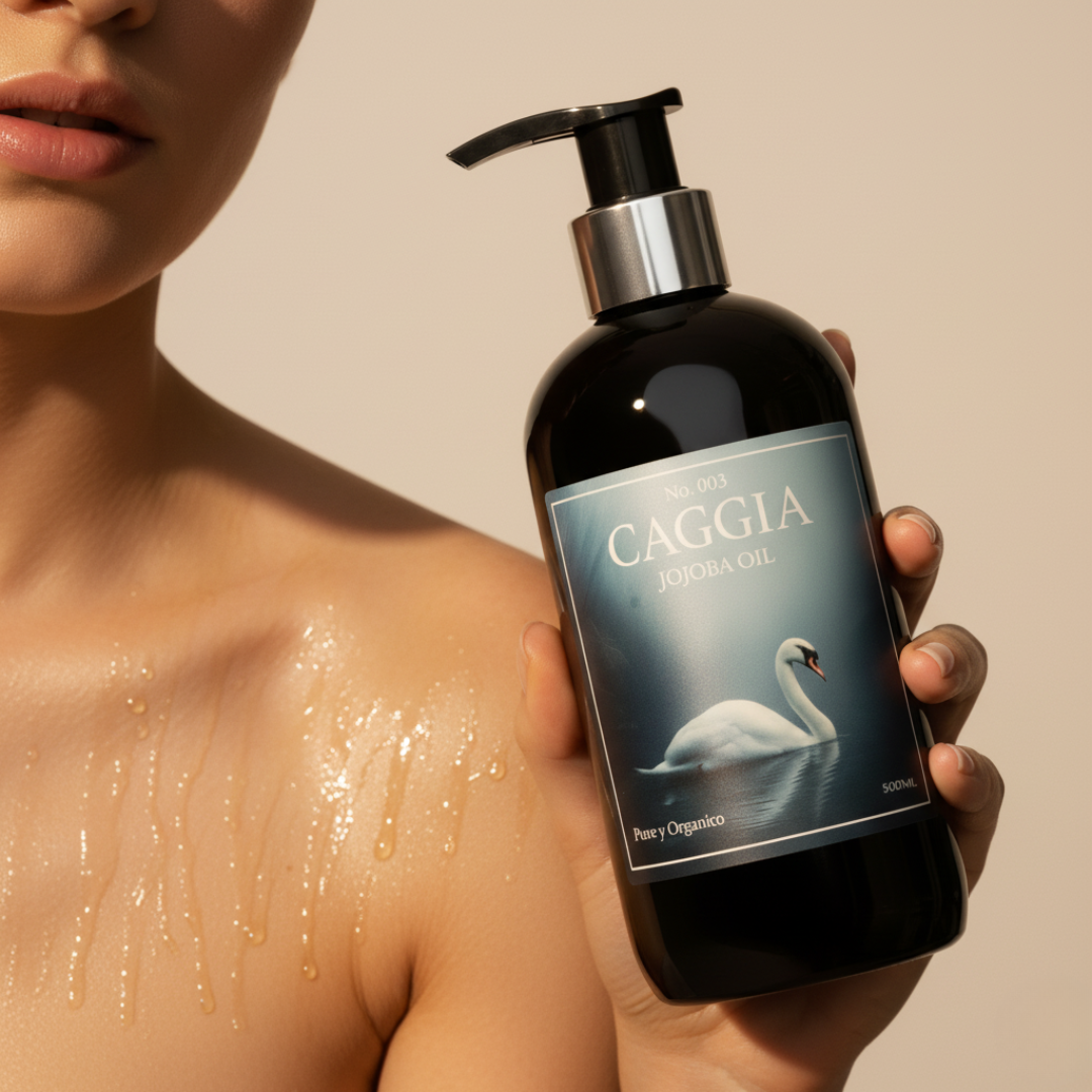 Aceite corporal Caggia The Swan sobre piel